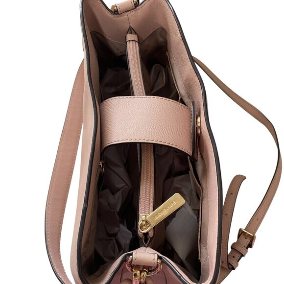 Michael Kors Blush Pink Saffiano Leather Crossbody Shoulder Bag Gold Hardware - Picture 7 of 8